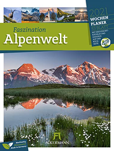 Faszination Alpenwelt - Wochenplaner Kalender 2021, Wandkalender im Hochformat (25x33 cm) - Wochenkalender mit Rätseln und Sudokus auf der Rückseite