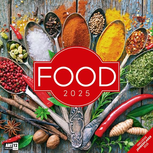 Food 2025, Wandkalender / Broschürenkalender im Hochformat (aufgeklappt 30x60 cm) - Art12 - Kulinarischer Kalender mit Monatskalendarium zum Eintragen