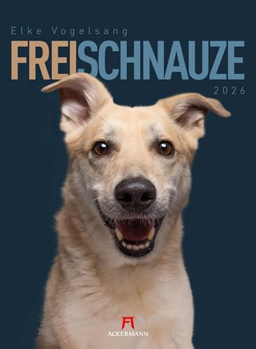 Frei Schnauze Kalender 2026 | Humorvoller Hunde-Kalender im Hochformat (33x45 cm) | Portraits der besten Freunde des Menschen | von Elke Vogelsang von "Ackermann Kunstverlag"