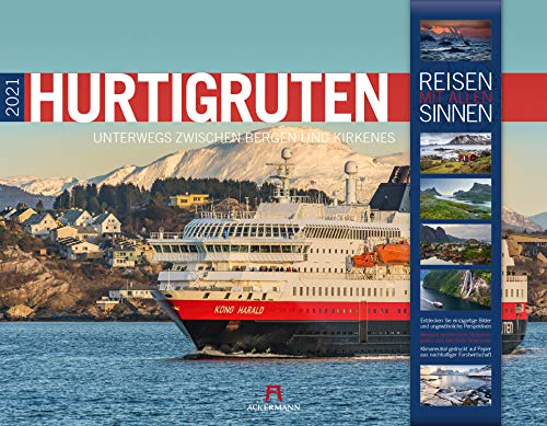 Hurtigruten Kalender 2021, Wandkalender im Querformat (54x42 cm) - Norwegen / Skandinavien mit Bildern der beliebten Kreuzfahrtroute