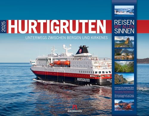 Hurtigruten Kalender 2025, Wandkalender im Querformat (54x42 cm) - Norwegen / Skandinavien mit Bildern der beliebten Kreuzfahrtroute