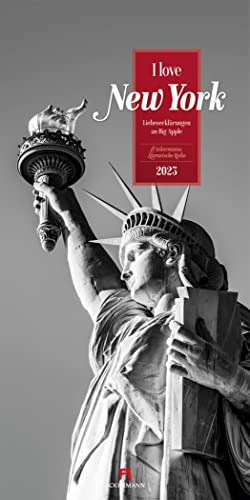 I love New York Kalender 2023, Wandkalender in Schwarz-Weiß im Hochformat (33x66 cm) - Städtekalender / Literaturkalender mit Zitaten von Ackermann Kunstverlag