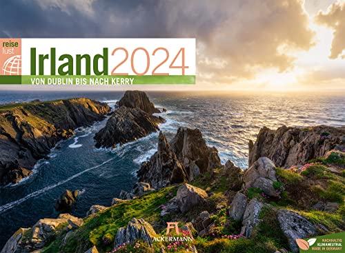 Irland ReiseLust Kalender 2024, Wandkalender im Querformat (45x33 cm) - Natur- und Reisekalender, Küste und Kultur
