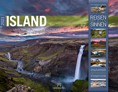 Island Kalender 2021, Wandkalender im Querformat (54x42 cm) - Natur- und Reisekalender: Unterwegs zwischen Gletschern und Geysiren