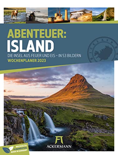 Island - Wochenplaner Kalender 2023, Wandkalender im Hochformat (25x33 cm) - Wochenkalender mit Rätseln und Sudokus auf der Rückseite