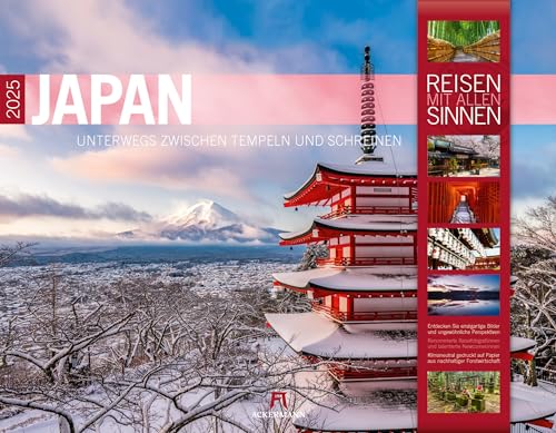 Japan Kalender 2025, Wandkalender im Querformat (54x42 cm) - Reisekalender mit Schwerpunkt auf Tempeln und Spiritualität für Asienfans