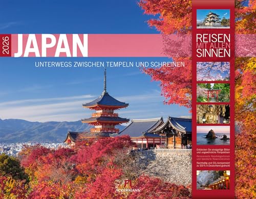 Japan Kalender 2026 | Unterwegs zwischen Tempeln und Schreinen | Hochwertiger Reise-Kalender im großen Querformat (54x42 cm) | Spiritualität in Asien von "Ackermann Kunstverlag"