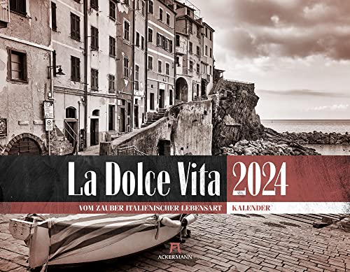 La Dolce Vita - Italienische Lebensart Kalender 2024, Wandkalender in Schwarz-Weiß / Sepia im Querformat (54x42 cm) - Lifestyle-Kalender