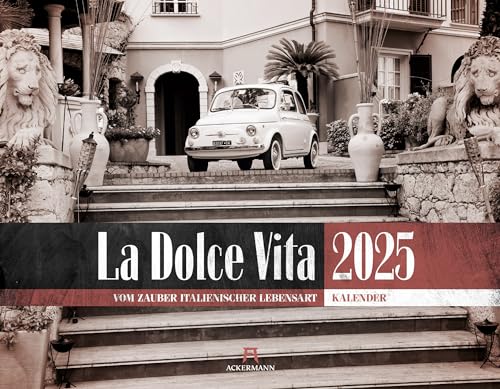 La Dolce Vita - Italienische Lebensart Kalender 2025, Wandkalender in Schwarz-Weiß / Sepia im Querformat (54x42 cm) - Lifestyle-Kalender - Vintage von Ackermann Kunstverlag