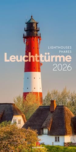 Leuchttürme Kalender 2026 | Maritimer Architektur-Kalender im schlanken Hochformat (33x66 cm) | Leuchtfeuer an Meer und Küste von "Ackermann Kunstverlag"