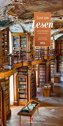 Lust am Lesen - Kalender 2024, Wandkalender im Hochformat (33x66 cm) - Literaturkalender zu Büchern und Bibliotheken mit Zitaten von Schriftstellern