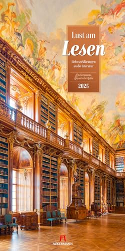 Lust am Lesen - Kalender 2025, Wandkalender im Hochformat (33x66 cm) - Literaturkalender zu Büchern und Bibliotheken mit Zitaten von Schriftsteller:innen von Ackermann Kunstverlag