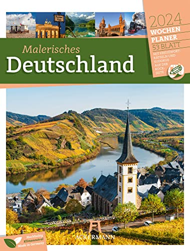 Malerisches Deutschland - Wochenplaner Kalender 2024, Wandkalender im Hochformat (25x33 cm) - Wochenkalender mit Rätsel und Sudokus