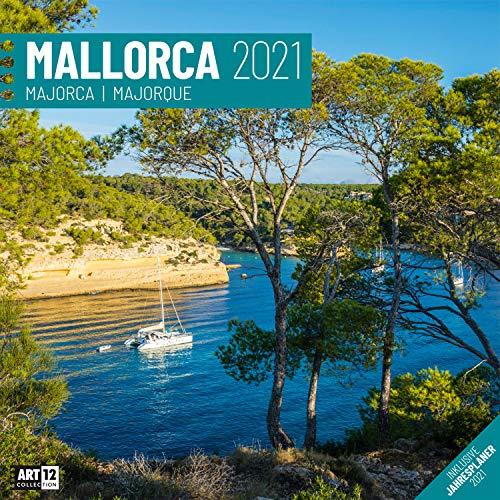 Mallorca 2021, Wandkalender / Broschürenkalender im Hochformat (aufgeklappt 30x60 cm) - Geschenk-Kalender mit Monatskalendarium zum Eintragen: Majorca / Majorque