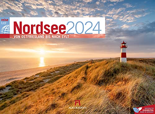 Nordsee ReiseLust Kalender 2024, Wandkalender im Querformat (45x33 cm) - Natur- und Reisekalender Deutsche Küste und Meer