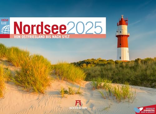 Nordsee ReiseLust Kalender 2025, Wandkalender im Querformat (45x33 cm) - Natur- und Reisekalender Deutsche Küste und Meer