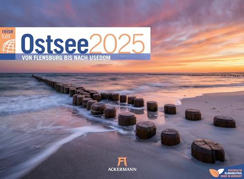 Ostsee ReiseLust Kalender 2025, Wandkalender im Querformat (45x33 cm) - Natur- und Reisekalender Deutsche Küste und Meer