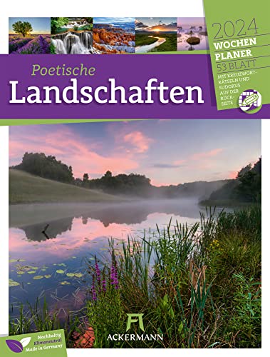 Poetische Landschaften - Wochenplaner Kalender 2024, Wandkalender im Hochformat (25x33 cm) - Wochenkalender mit Rätseln und Sudoku auf der Rückseite von Ackermann Kunstverlag