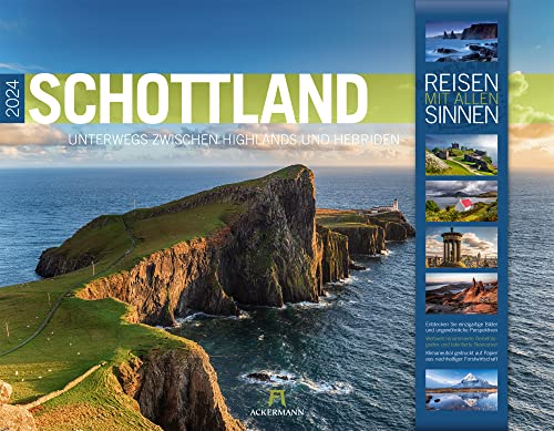 Schottland Kalender 2024, Wandkalender im Querformat (54x42 cm) - Natur- und Reisekalender, Highlands und Hebriden