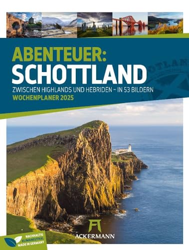 Schottland - Wochenplaner Kalender 2025, Wandkalender im Hochformat (25x33 cm) - Wochenkalender mit Rätseln und Sudokus auf der Rückseite von Ackermann Kunstverlag