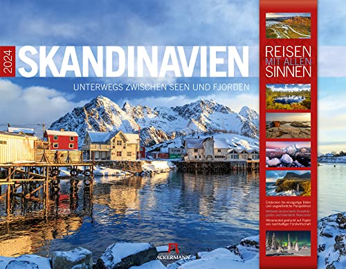 Skandinavien Kalender 2024, Wandkalender im Querformat (54x42 cm) - Reisekalender Norwegen, Schweden, Finnland, Dänemark und Island