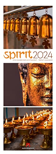 Spirit Kalender 2024, Triplet-Wandkalender im Hochformat (33x66 cm) - Farbintensiver Dekokalender zum Thema Buddhismus, Spiritualität und Achtsamkeit von Ackermann Kunstverlag