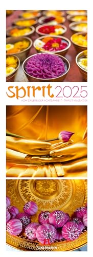 Spirit Kalender 2025, Triplet-Wandkalender im Hochformat (33x66 cm) - Farbintensiver Dekokalender zum Thema Buddhismus, Spiritualität und Achtsamkeit