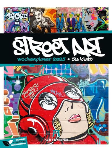 Street Art - Wochenplaner Kalender 2025, Wandkalender / Graffiti-Kalender im Hochformat (25x33 cm) - Wochenkalender mit Rätseln und Sudokus von Ackermann Kunstverlag