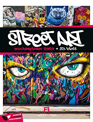 Street Art - Wochenplaner Kalender 2024, Wandkalender / Graffiti-Kalender im Hochformat (25x33 cm) - Wochenkalender mit Rätseln und Sudokus von Ackermann Kunstverlag