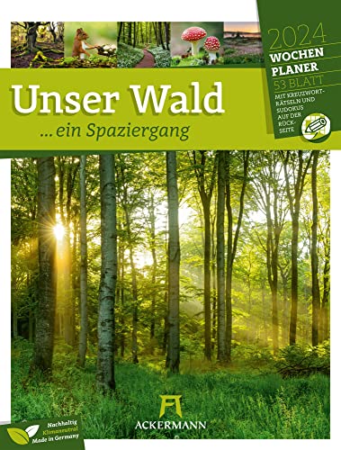 Unser Wald - Wochenplaner Kalender 2024, Wandkalender im Hochformat (25x33 cm) - Wochenkalender mit Rätseln und Sudokus