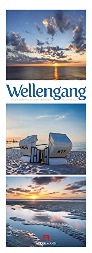 Wellengang Kalender 2024, Triplet-Wandkalender im Hochformat (24x66 cm) - Landschaftskalender mit Meer und Strand für Nord- und Ostsee-Fans