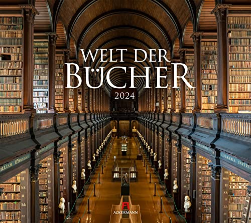 Welt der Bücher Kalender 2024, Wandkalender im Querformat (54x48 cm) - Mit den eindrucksvollsten Bibliotheken und Büchereien der Welt