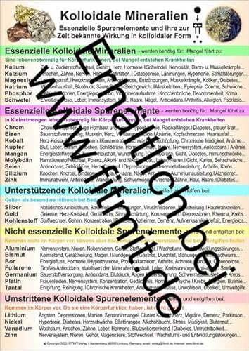 Kolloidale Mineralien: Übersichtskarte DIN A4 (Lehrtafeln: Übersichtskarten) von FITMIT-Verlag