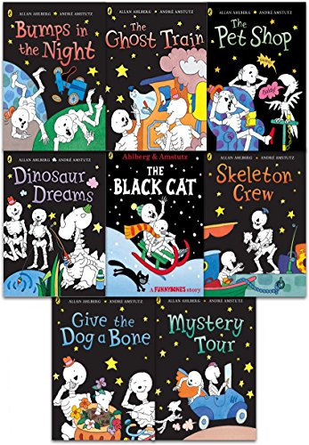 Funny Bones 8 Books Collection Set by Allan Ahlberg ( Bumps in the Night, Dinosaur Dreams, Give the Dog a Bone, Mystery Tour, Skeleton Crew, The Black Cat, The Ghost Train, The Pet Shop)