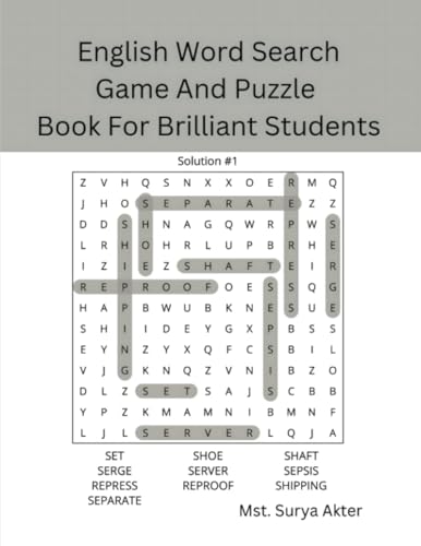 English Word Search Game And Puzzle Book For Brilliant Students
