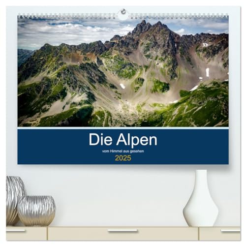 Die Alpen vom Himmel aus gesehen (hochwertiger Premium Wandkalender 2025 DIN A2 quer), Kunstdruck in Hochglanz