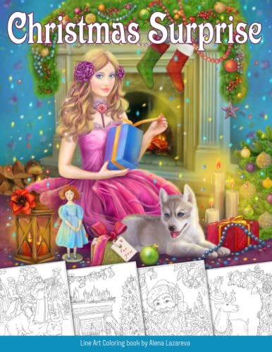 Christmas Surprise Coloring Book. Grayscale & Line art: Coloring Book for Adults (Christmas Coloring books, Band 2) von Independently published