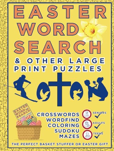 Easter Word Search And Other Large Print Puzzles: Crosswords Wordfind Coloring Sudoku Mazes von Independently published