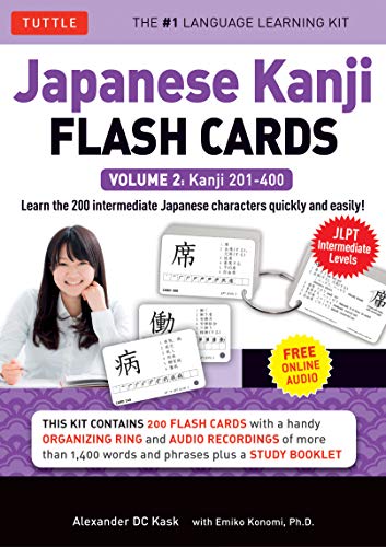 Japanese Kanji Flash Cards Kit Volume 2 [With CD (Audio)]: Kanji 201-400: JLPT Intermediate Level: Learn 200 Japanese Characters with Native Speaker Online Audio, Sample Sentences & Compound Words