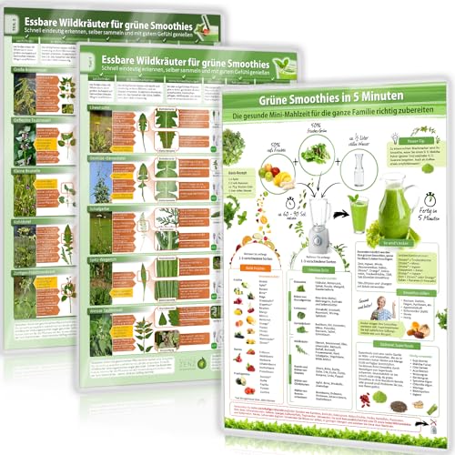 [3er Set] Grüne Smoothies in 5 Minuten & Essbare Wildkräuter für Grüne Smoothies Teil 1&2 (2024) – Frische Aromen aus der Natur - Erkunde, sammle & ... selber sammeln und mit gutem Gefühl genießen)