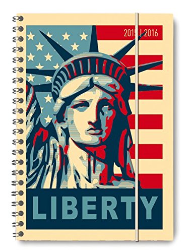 Collegetimer Liberty 2015/2016 - Schülerkalender A5 - Weekly - Ringbindung/Ringbuch - 224 Seiten - USA - Stars and Stripes - Freiheitsstatue