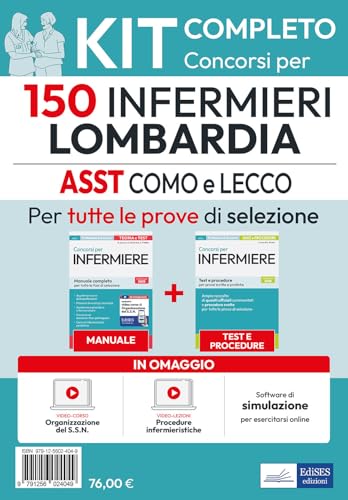 Kit 150 Infermieri Lombardia: ASST Lariana (Como), ASST Lecco. Manuale, test, video lezioni di procedure infermieristiche. Con software di simulazione. Con video-corso. Con DVD video von Edises professioni & concorsi