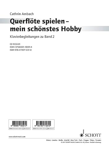 Querflöte spielen - mein schönstes Hobby: Klavierbegleitungen. Band 2. Flöte und Klavier. (Querflöte spielen - mein schönstes Hobby, Band 2) von Schott Music