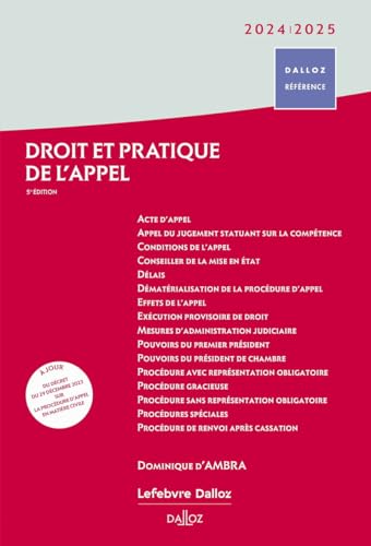 Droit et pratique de l'appel 2024/2025. 5e éd. von DALLOZ