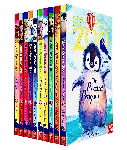 Zoe's Rescue Zoo 10 Books Collection Set by Amelia Cobb (The Puzzled Penguin, The Lonely Lion Cub, The Playful Panda, The Silky Seal Pup, Eager Elephant,Lucky Snow Leopard, Pesky Polar Bear and More)