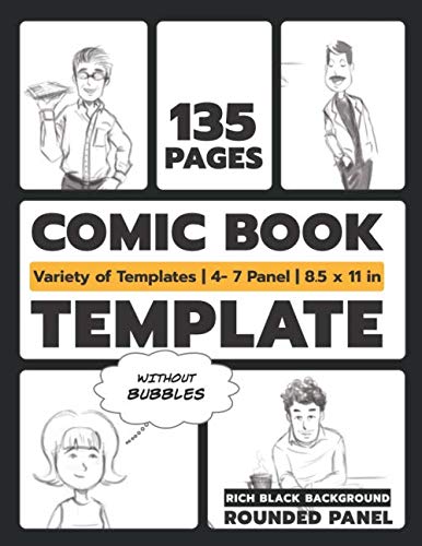 Comic Book Template Black Background: 135 Pages, 4- 7 Panel, Comics Cover, Sketch Notebook Journal to Draw Your Own Comics for Kids and Adults. von Independently published