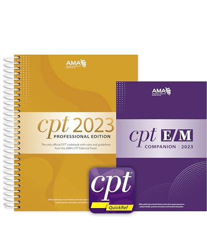 CPT Professional 2023 and E/M Companion 2023 and CPT Quickref App Bundle