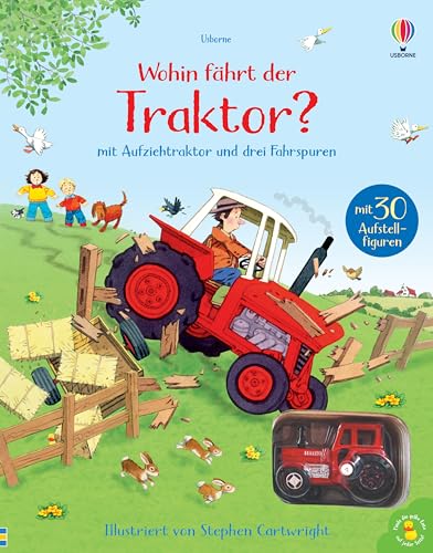 Nina und Jan - Wohin fährt der Traktor?: mit Aufziehtraktor und drei Fahrspuren (Nina-und-Jan-Reihe) von Usborne
