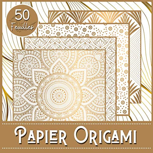 Papier Origami: Carnet de 50 feuilles format 21 cm x 21cm (5 modèles x 10 feuilles) - Papier de qualité 90g/m² - Enfants et adultes - Thème Luxe
