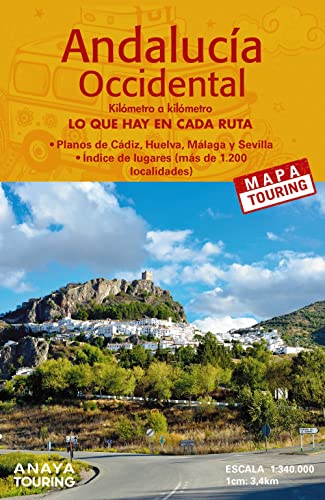 Mapa de carreteras de Andalucía occidental (desplegable), escala 1:340.000 (Mapa Touring)